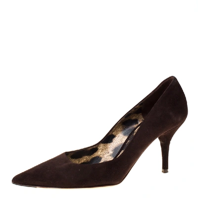 Pre-owned Dolce & Gabbana Dark Brown Suede Pointed Toe Pumps Size 39.5