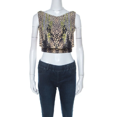 Pre-owned Mcq By Alexander Mcqueen Croc Print Layered Crop Top S In Multicolor