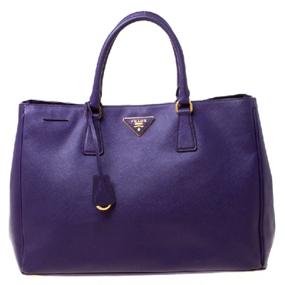 Pre-owned Prada Purple Saffiano Leather Medium Lux Tote