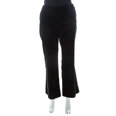 Pre-owned Alexander Mcqueen Black Silk Blend Velvet Wide Leg Trousers L