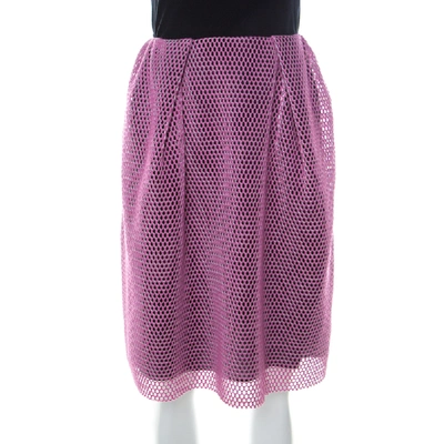 Pre-owned Carven Pink & Black Mesh Layered Skirt M