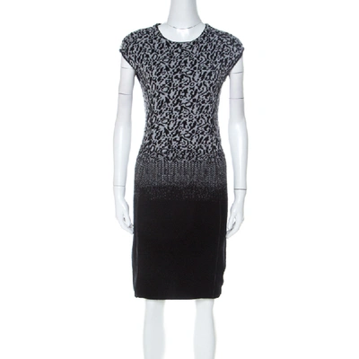 Pre-owned Escada Black And Grey Ombre Knit Sintala Dress S
