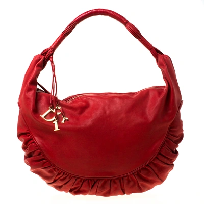 Pre-owned Dior Red Leather Gypsy Hobo