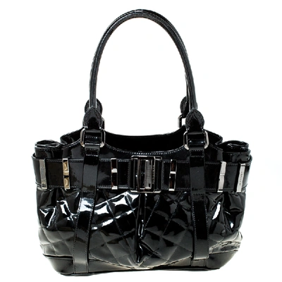 Pre-owned Burberry Black Quilted Patent Leather Healy Tote