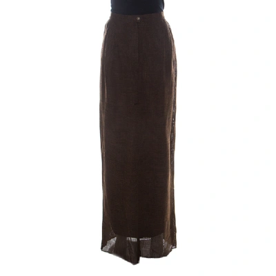 Pre-owned Chanel Brown Wool Blend Knit Maxi Skirt L