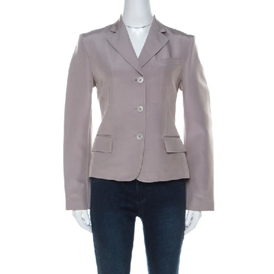 GUCCI Pre-owned Grey Silk Blend Button Front Tailored Blazer M