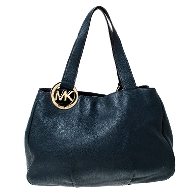 Pre-owned Michael Kors Navy Blue Fulton East West Tote