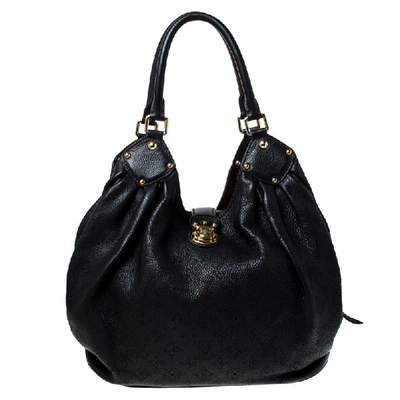 Pre-owned Louis Vuitton Black Monogram Mahina Leather Large Bag