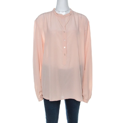 Pre-owned Stella Mccartney Pale Pink Silk Full Sleeve Rose Eva Shirt Xl