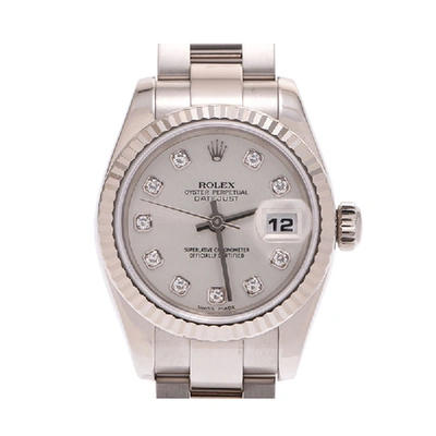 Pre-owned Rolex Silver 18k White Gold Stainless Steel Datejust 179179 Women's Wristwatch 25mm