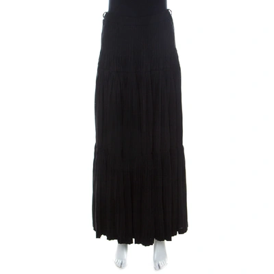 Pre-owned Kenzo Black Pleated Jersey A Line Maxi Skirt S