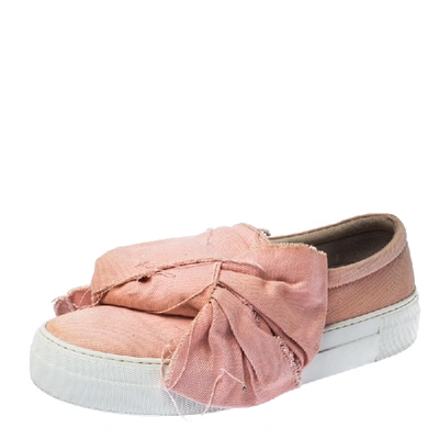 Pre-owned Joshua Sanders Light Pink Canvas Bow Slip On Sneakers Size 40