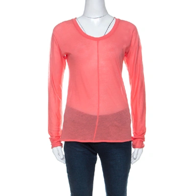 Pre-owned Marni Coral Knit Long Sleeve T-shirt S In Orange