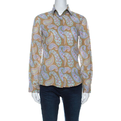 Pre-owned Etro Multicolor Paisley Print Linen Long Sleeve Button Front Shirt S