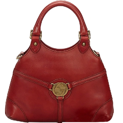 Gucci Reins Leather Hobo Shoulder Bag Red