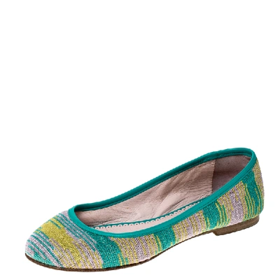Pre-owned Missoni Multicolor Knit Fabric Ballet Flats Size 37