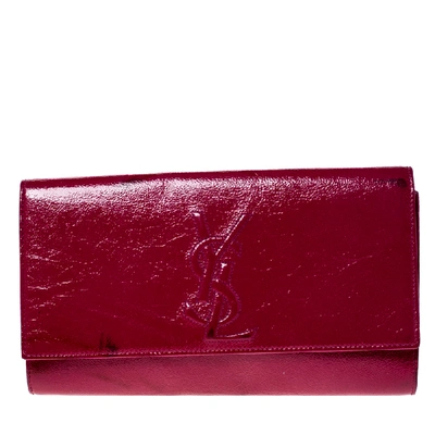Pre-owned Saint Laurent Hot Pink Patent Leather Belle De Jour Flap Clutch