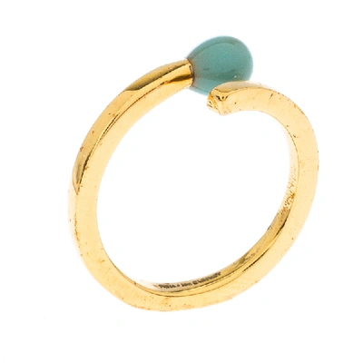 Pre-owned Stella Mccartney Matchstick Enamel Gold Tone Ring Size 54