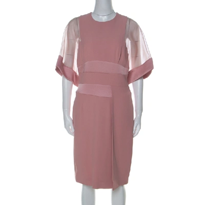 Pre-owned Elie Saab Blush Pink Sheer Sleeve Detail Cocktail Dress S
