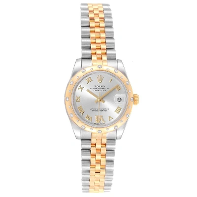 Pre-owned Patek Philippe Silver 18k Yellow Gold Diamond And Stainless Steel Datejust 178343 Women's Wristwatch 31mm