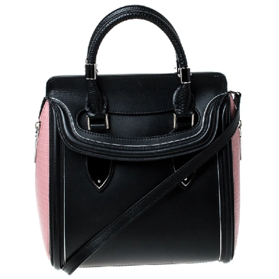 Pre-owned Alexander Mcqueen Black/pink Leather Small Heroine Satchel