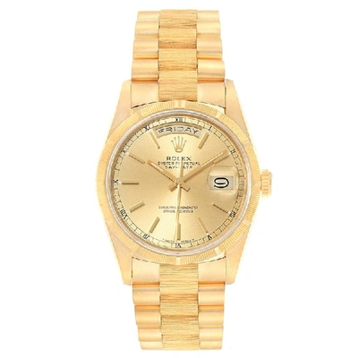 Pre-owned Rolex Champagne 18k Yellow Gold And Stainless Steel Day-date 18248 Men's Wristwatch 36mm
