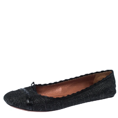Pre-owned Alaïa Black Denim And Leather Bow Ballet Flats Size 41