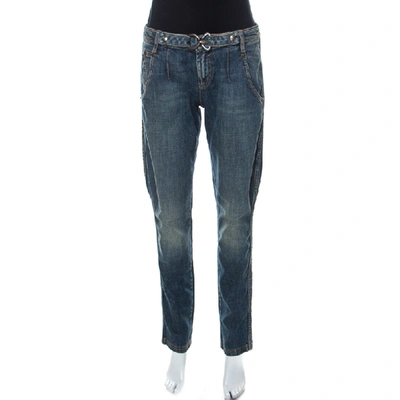 Pre-owned Just Cavalli Indigo Faded Denim Straight Fit Jeans M In Blue