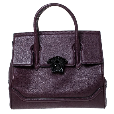 Pre-owned Versace Burgundy Leather Palazzo Empire Tote