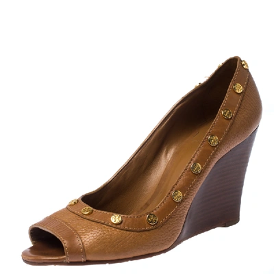 Tory burch peep shop toe wedge pump