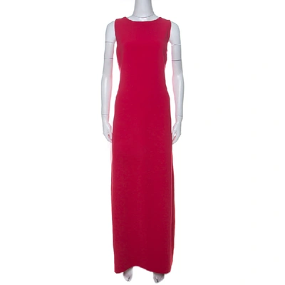 Pre-owned Max Mara Pianoforte Coral Pink Cady Sleeveless Rubino Maxi Dress L