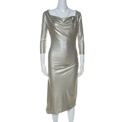 Pre-owned Vivienne Westwood Anglomania Metallic Stretch Knit Asymmetric Dress S