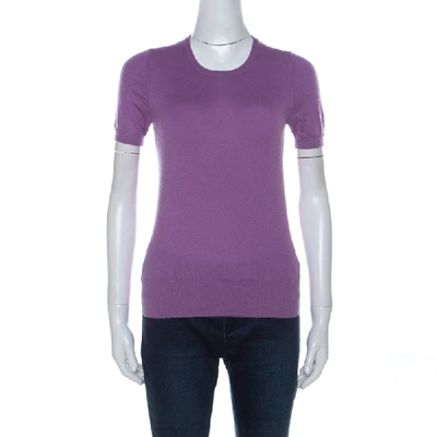 Pre-owned Joseph Purple Cashmere Knit Short Sleeve Top S