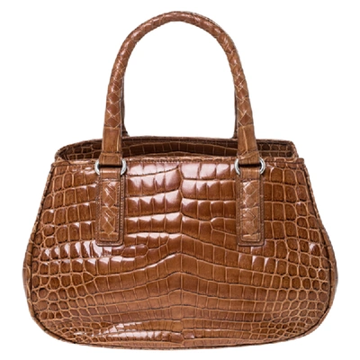 Pre-owned Bottega Veneta Brown Crocodile Satchel