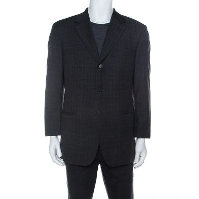 Pre-owned Hugo Boss Grey Checked Wool Single Breasted Blazer L