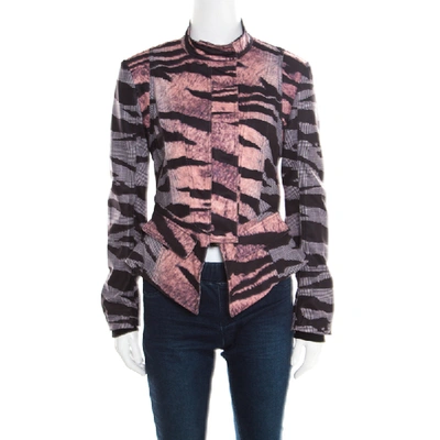 Pre-owned Mcq By Alexander Mcqueen Multicolor Houndstooth And Animal Printed Angular Peplum Jacket S