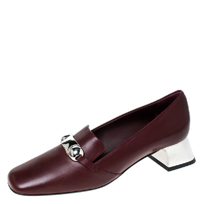 Pre-owned Burberry Burgundy Leather Amika Embellished Pumps Size 40