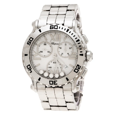 Pre-owned Chopard White Stainless Steel Happy Sport 8499 Women's Wristwatch 42 Mm In Silver