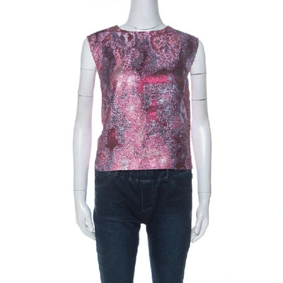 Pre-owned Dries Van Noten Pink Lurex Jacquard Sleeveless Top M