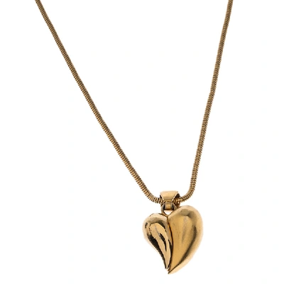 Pre-owned Givenchy Gold Tone Heart Pendant Necklace