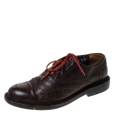 Pre-owned Dsquared2 Brown Brogue Leather Lace Up Oxfords Size 40