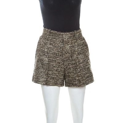 Pre-owned Chloé Black & Gold Tweed Shorts S