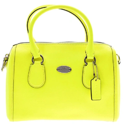 Pre-owned Coach Neon Yellow Leather Mini Bennett Satchel