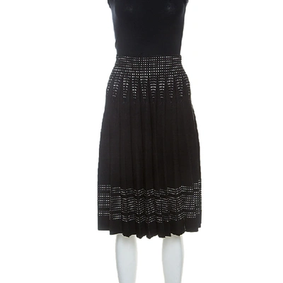Pre-owned Alexander Mcqueen Black Wool Blend Pleated Skirt Xs