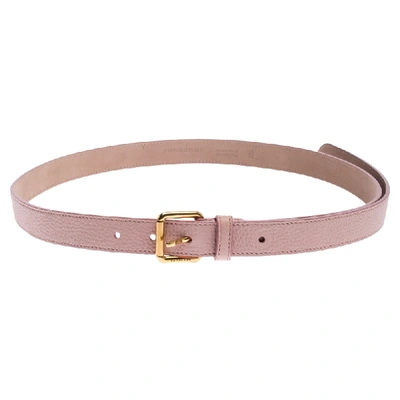 Pre-owned Burberry Pale Pink Leather Thomas Buckle Belt 95cm