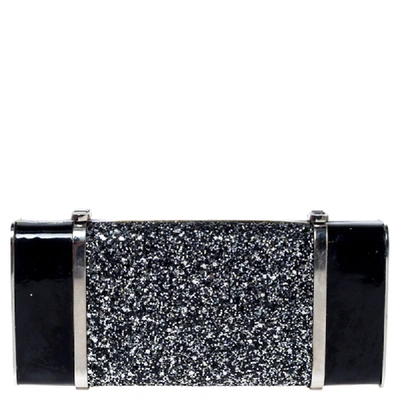 Pre-owned Dsquared2 Black Patent Leather And Glitter Box Clutch