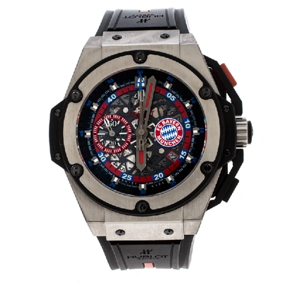 Pre-owned Hublot Skeleton Titanium King Power Fc Bayern Munchen Limited Edition Men's Wristwatch 48 Mm In Black