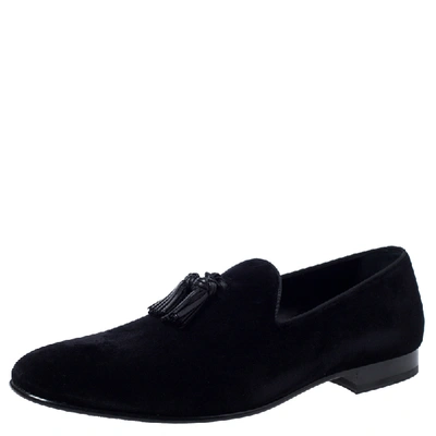 Pre-owned Burberry Black Velvet Tassel Loafers Size 45.5