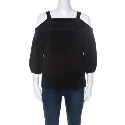 Pre-owned Tibi Black Silk Cut Out Shoulder Tunic Top Xs