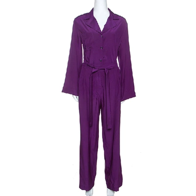 Pre-owned Saint Laurent Purple Silk Pyjama Jumpsuit M
